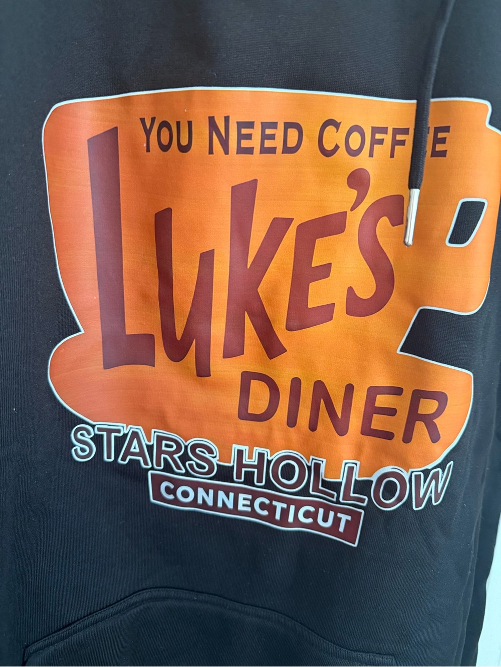 Gilmore Girls Hoodie with Orange Luke’s Diner Logo Size L - Picture 2 of 4